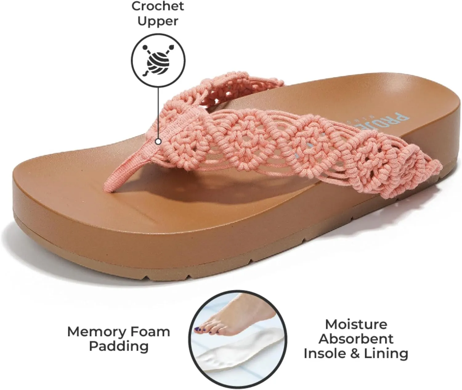 Project Cloud Womens Sandals – Comfortable Crochet Flip Flops for Women with Memory Foam Insole – Lightweight Fashion Sandals for Women 2025 – Womens Flip Flops for Summer (Hammock)