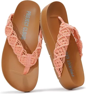 Project Cloud Womens Sandals – Comfortable Crochet Flip Flops for Women with Memory Foam Insole – Lightweight Fashion Sandals for Women 2025 – Womens Flip Flops for Summer (Hammock)