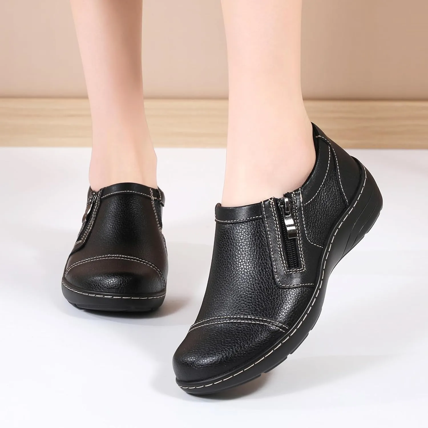 QAE Loafers for Women Comfort Women's Loafers & Slip-Ons Orthopedic Lightweight Business Casual Dressy Walking Work Flat Slip-On Shoes for Ladies
