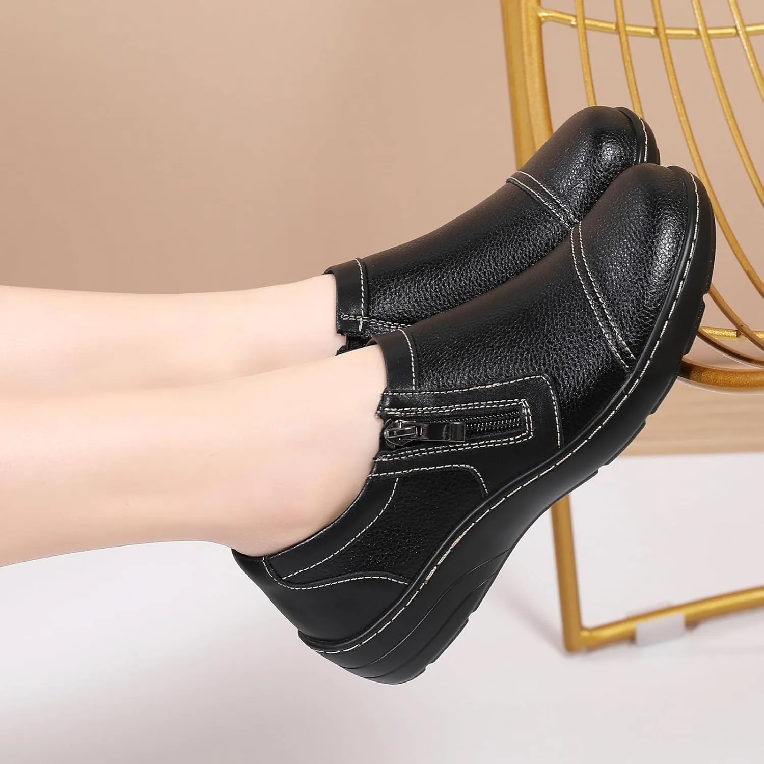QAE Loafers for Women Comfort Women's Loafers & Slip-Ons Orthopedic Lightweight Business Casual Dressy Walking Work Flat Slip-On Shoes for Ladies