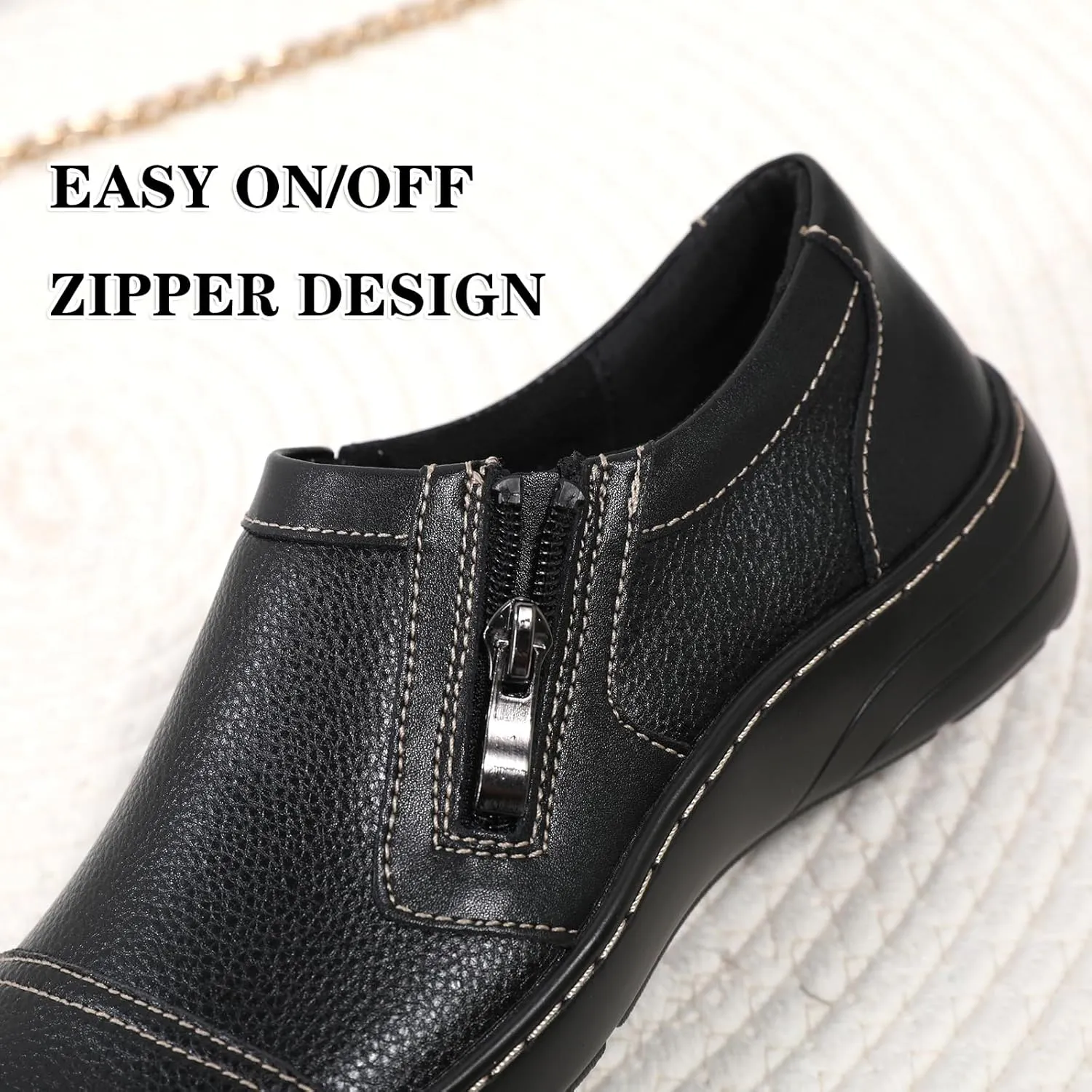 QAE Loafers for Women Comfort Women's Loafers & Slip-Ons Orthopedic Lightweight Business Casual Dressy Walking Work Flat Slip-On Shoes for Ladies