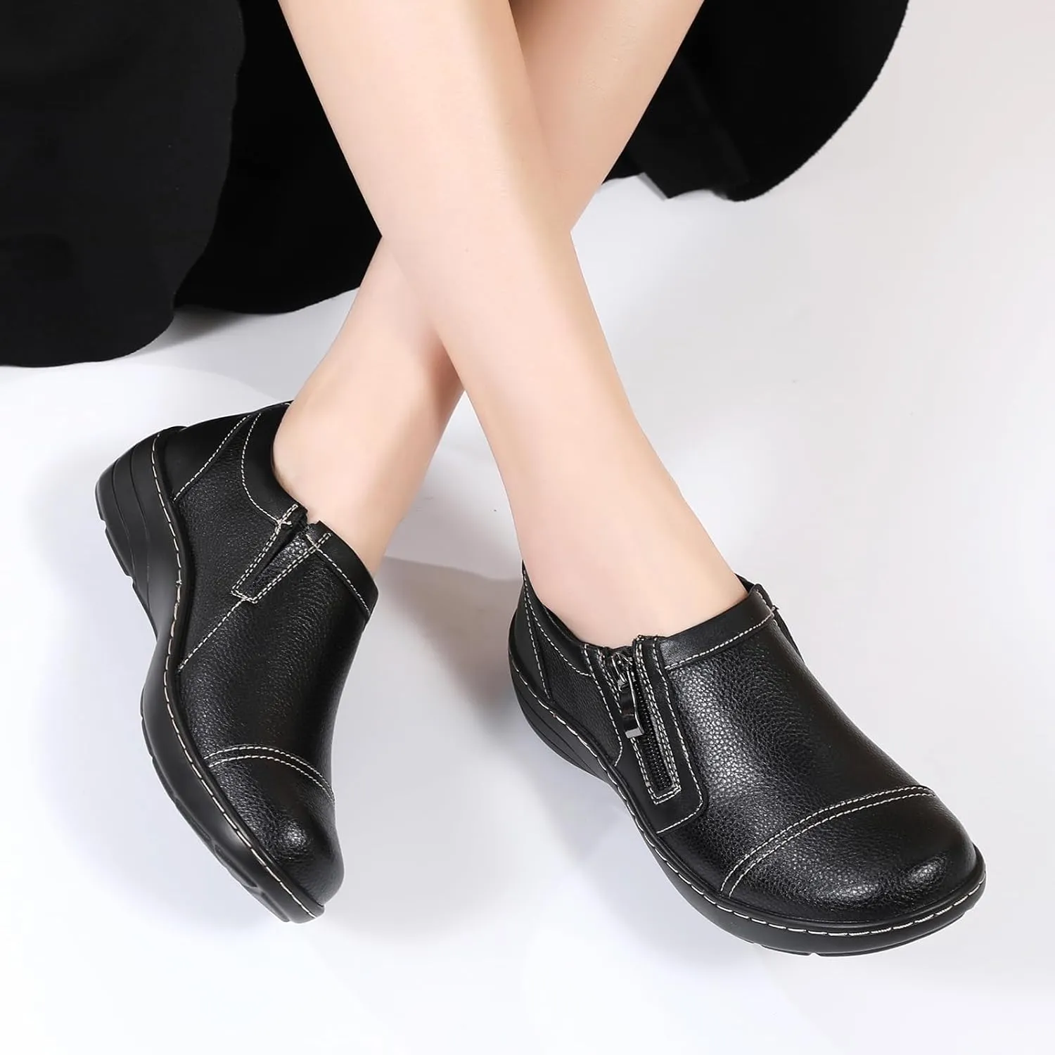 QAE Loafers for Women Comfort Women's Loafers & Slip-Ons Orthopedic Lightweight Business Casual Dressy Walking Work Flat Slip-On Shoes for Ladies