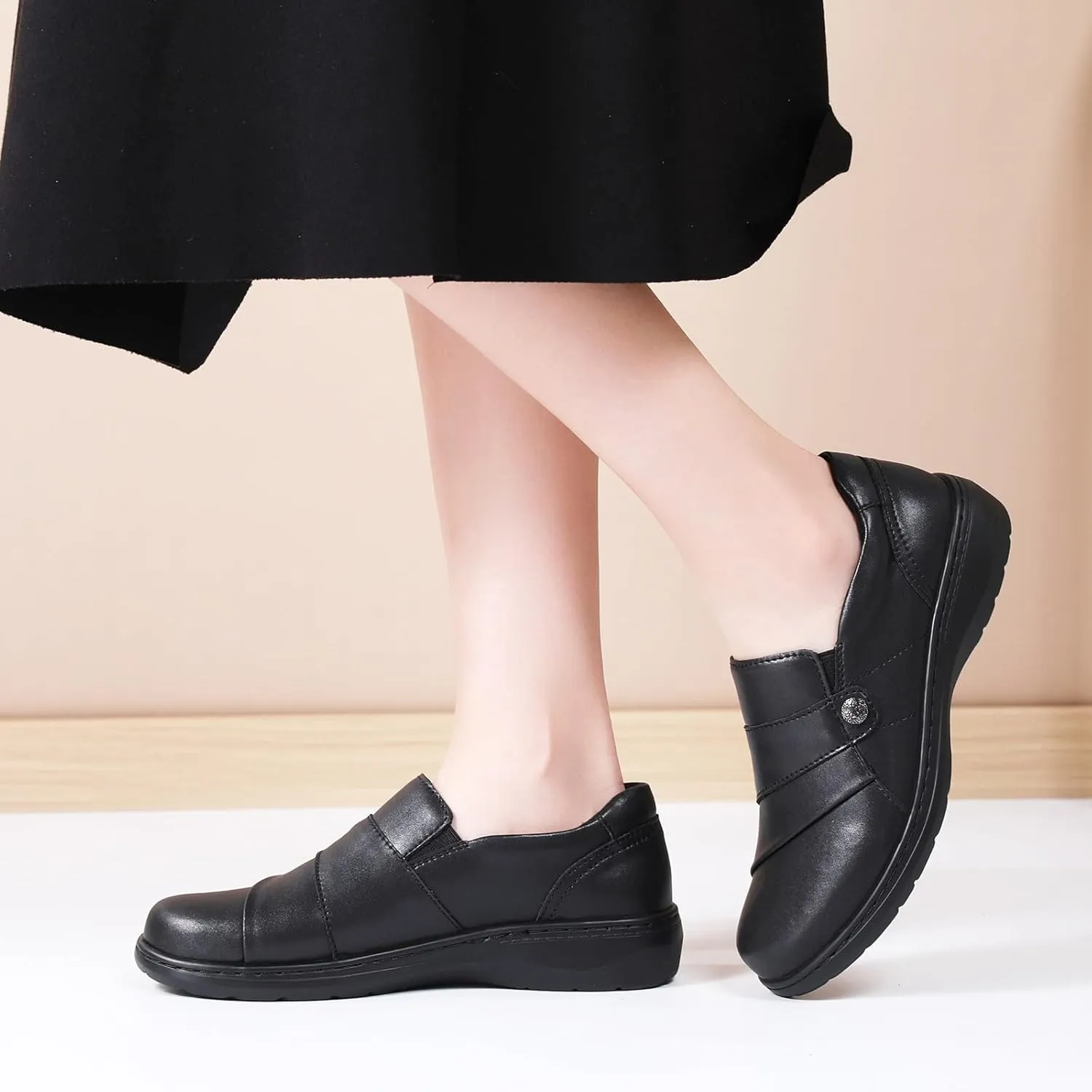 QAE Loafers for Women Orthopedic Shoes Comfortable Slip-Ons Work Flats Womens Business Casual Dress Penny Loafers