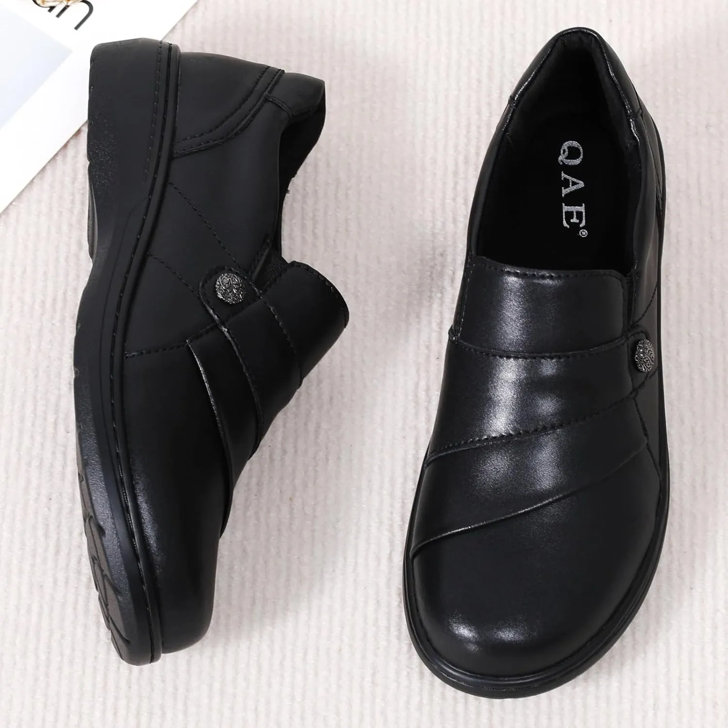 QAE Loafers for Women Orthopedic Shoes Comfortable Slip-Ons Work Flats Womens Business Casual Dress Penny Loafers