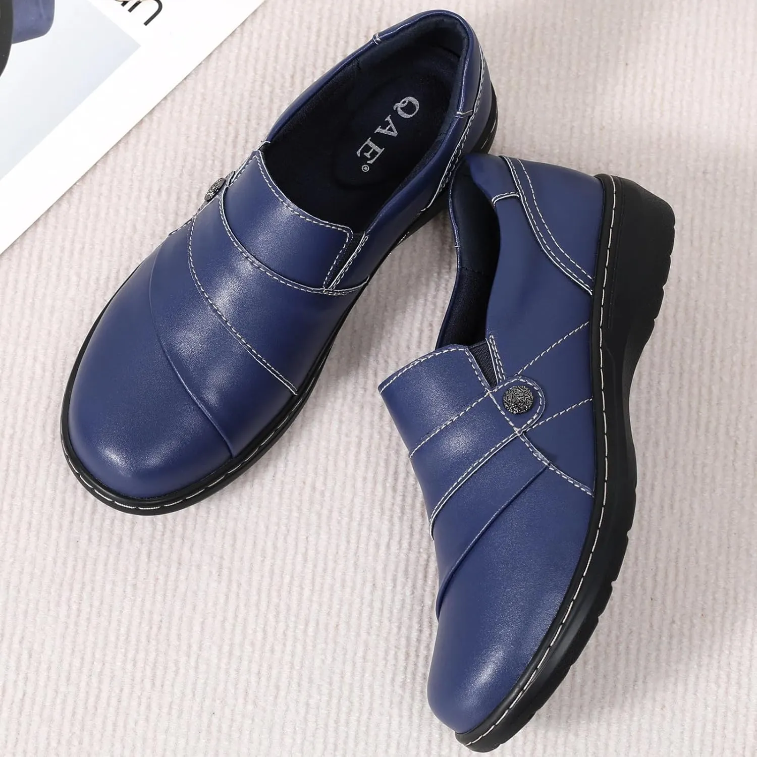 QAE Loafers for Women Orthopedic Shoes Comfortable Slip-Ons Work Flats Womens Business Casual Dress Penny Loafers