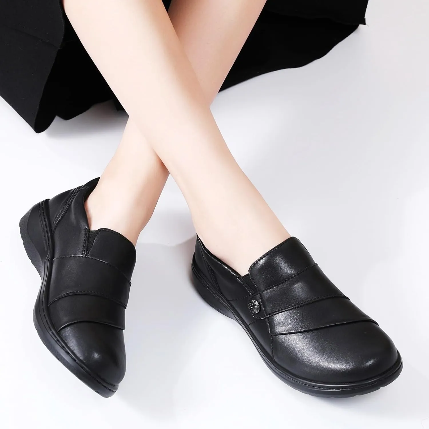 QAE Loafers for Women Orthopedic Shoes Comfortable Slip-Ons Work Flats Womens Business Casual Dress Penny Loafers