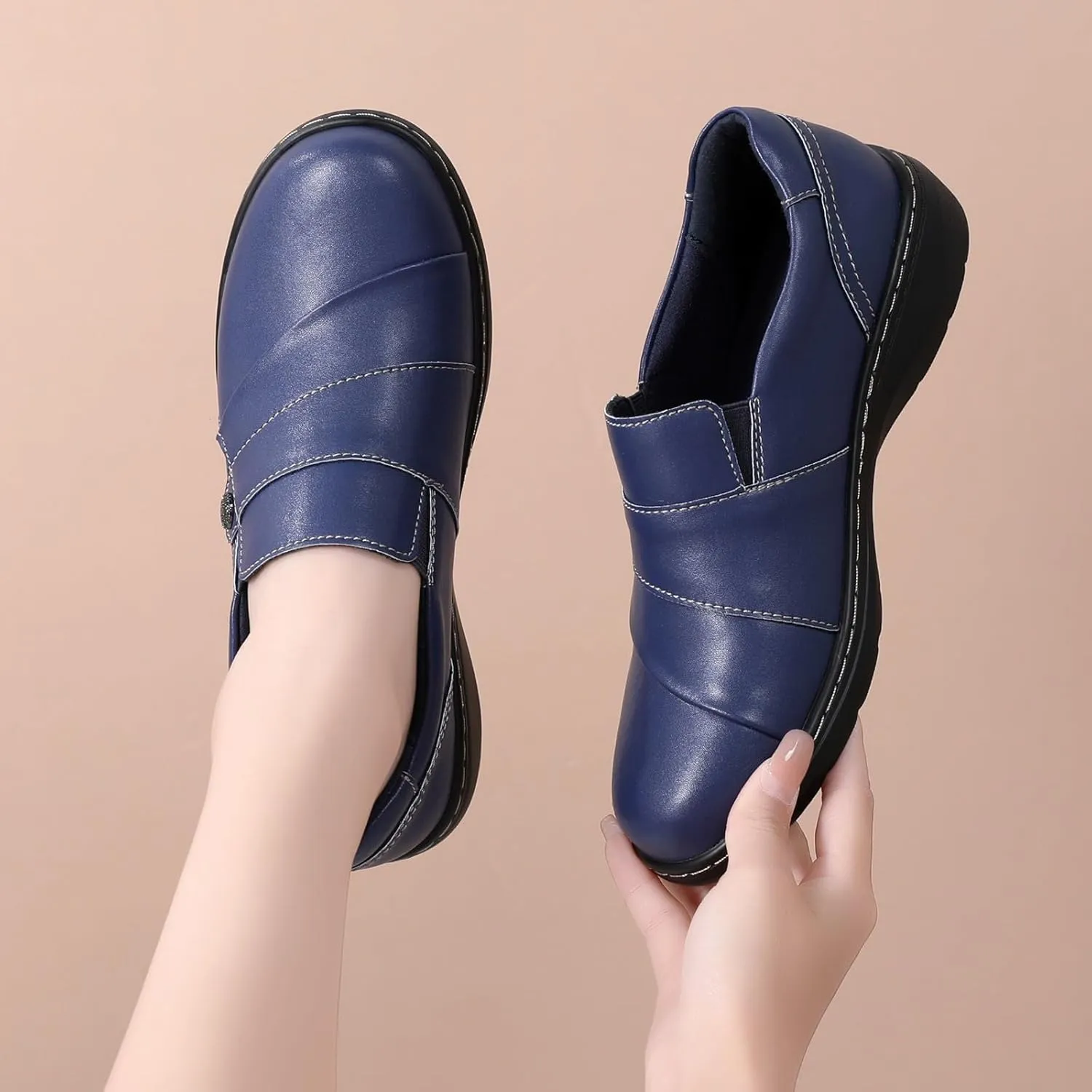 QAE Loafers for Women Orthopedic Shoes Comfortable Slip-Ons Work Flats Womens Business Casual Dress Penny Loafers