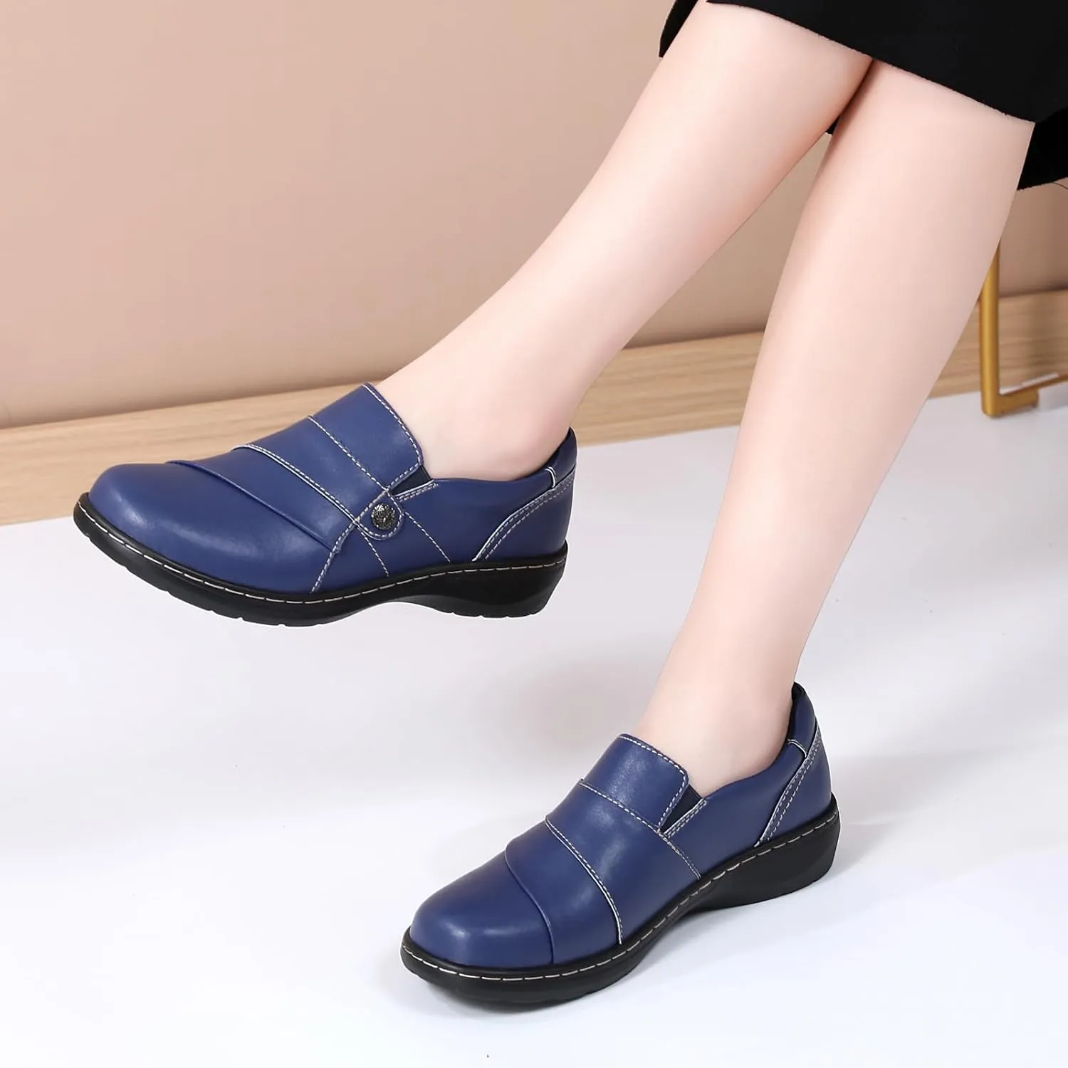 QAE Loafers for Women Orthopedic Shoes Comfortable Slip-Ons Work Flats Womens Business Casual Dress Penny Loafers