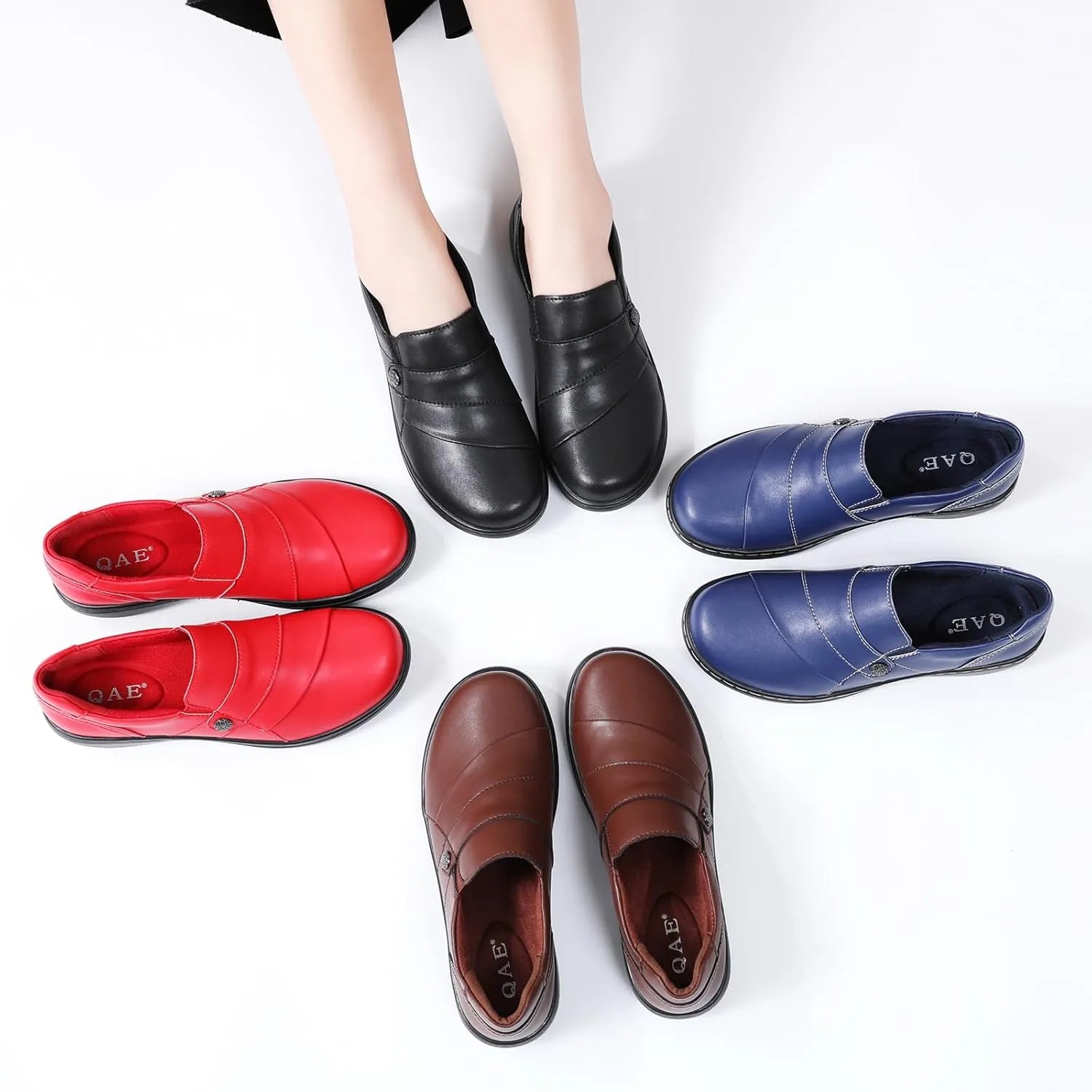 QAE Loafers for Women Orthopedic Shoes Comfortable Slip-Ons Work Flats Womens Business Casual Dress Penny Loafers