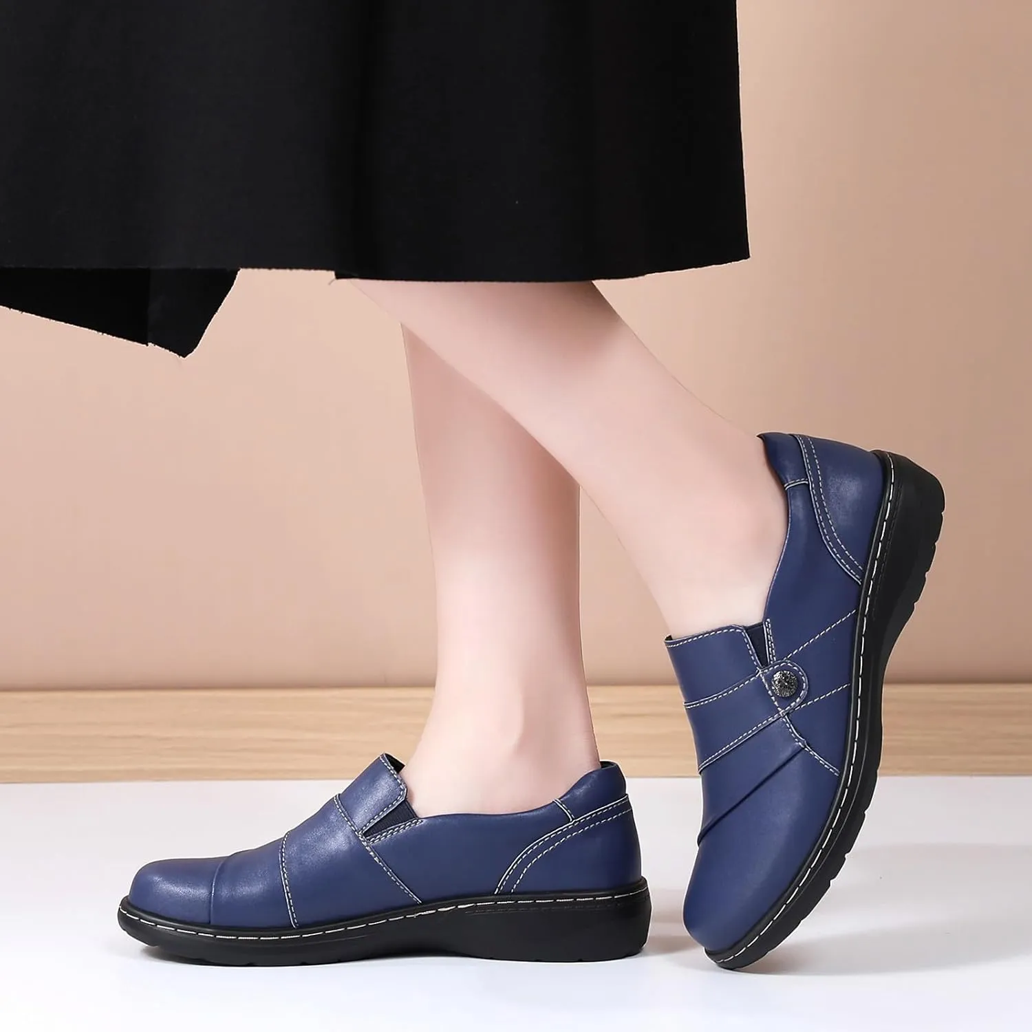QAE Loafers for Women Orthopedic Shoes Comfortable Slip-Ons Work Flats Womens Business Casual Dress Penny Loafers