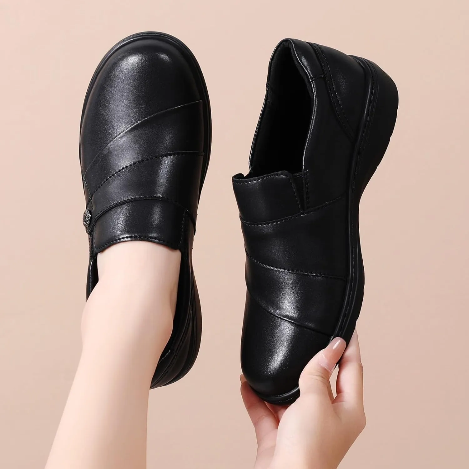 QAE Loafers for Women Orthopedic Shoes Comfortable Slip-Ons Work Flats Womens Business Casual Dress Penny Loafers