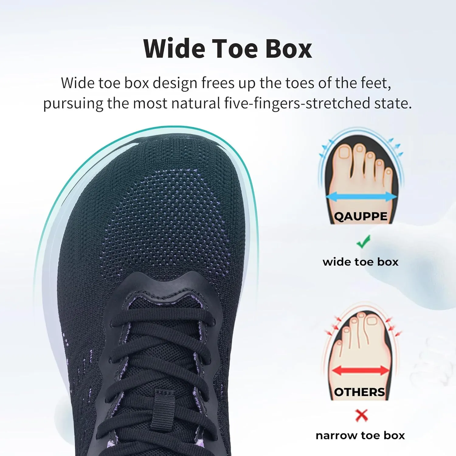 QAUPPE Wide Toe Box Shoes Women Arch Support Running Shoes for Plantar Fasciitis Wide Width Air Tennis Walking Sneakers