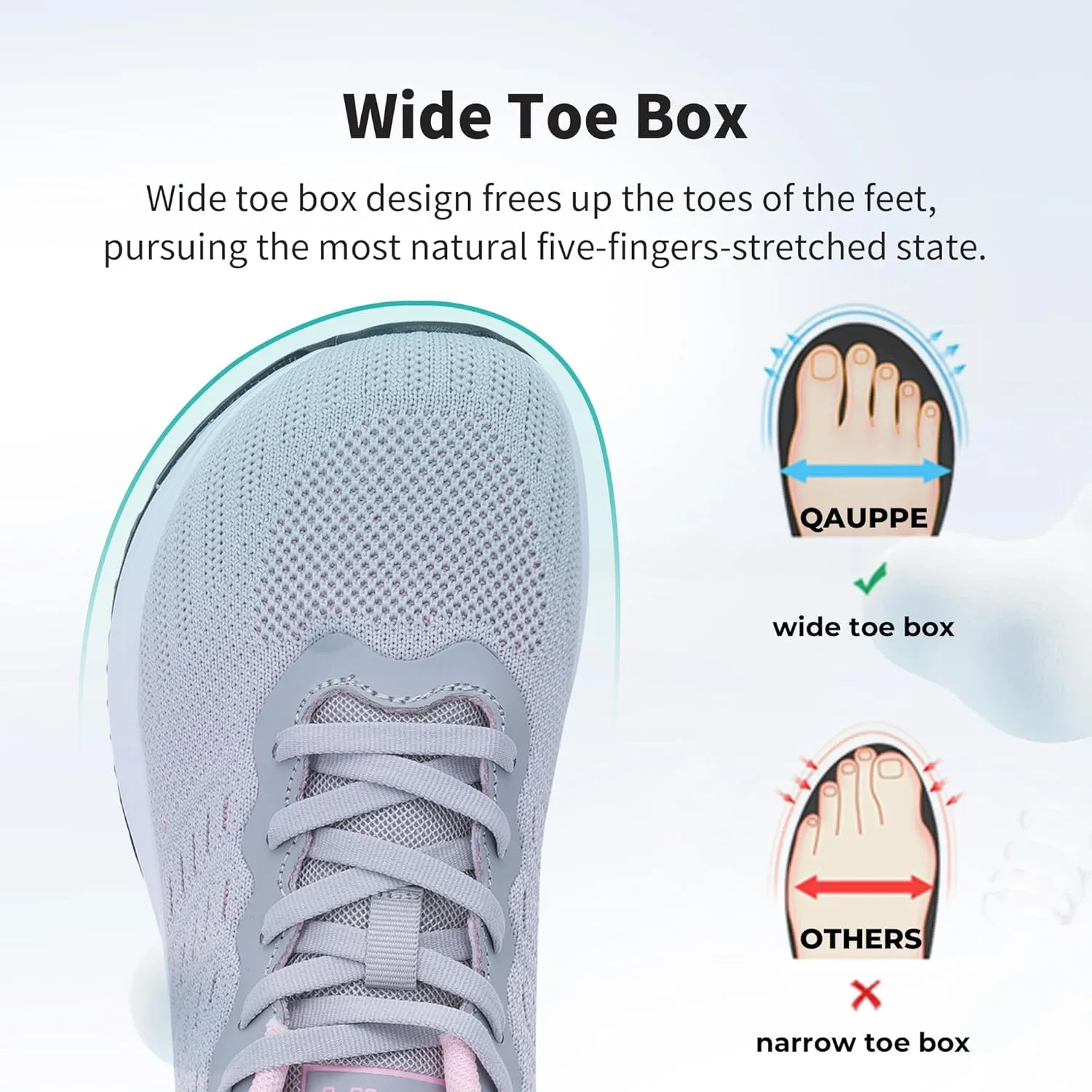 QAUPPE Wide Toe Box Shoes Women Arch Support Running Shoes for Plantar Fasciitis Wide Width Air Tennis Walking Sneakers