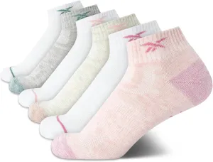 Reebok Womens Socks - 6 Pack Quarter Cut Moisture Wicking Stretch Performance Cushioned Socks for Women (Sizes: 4-10)