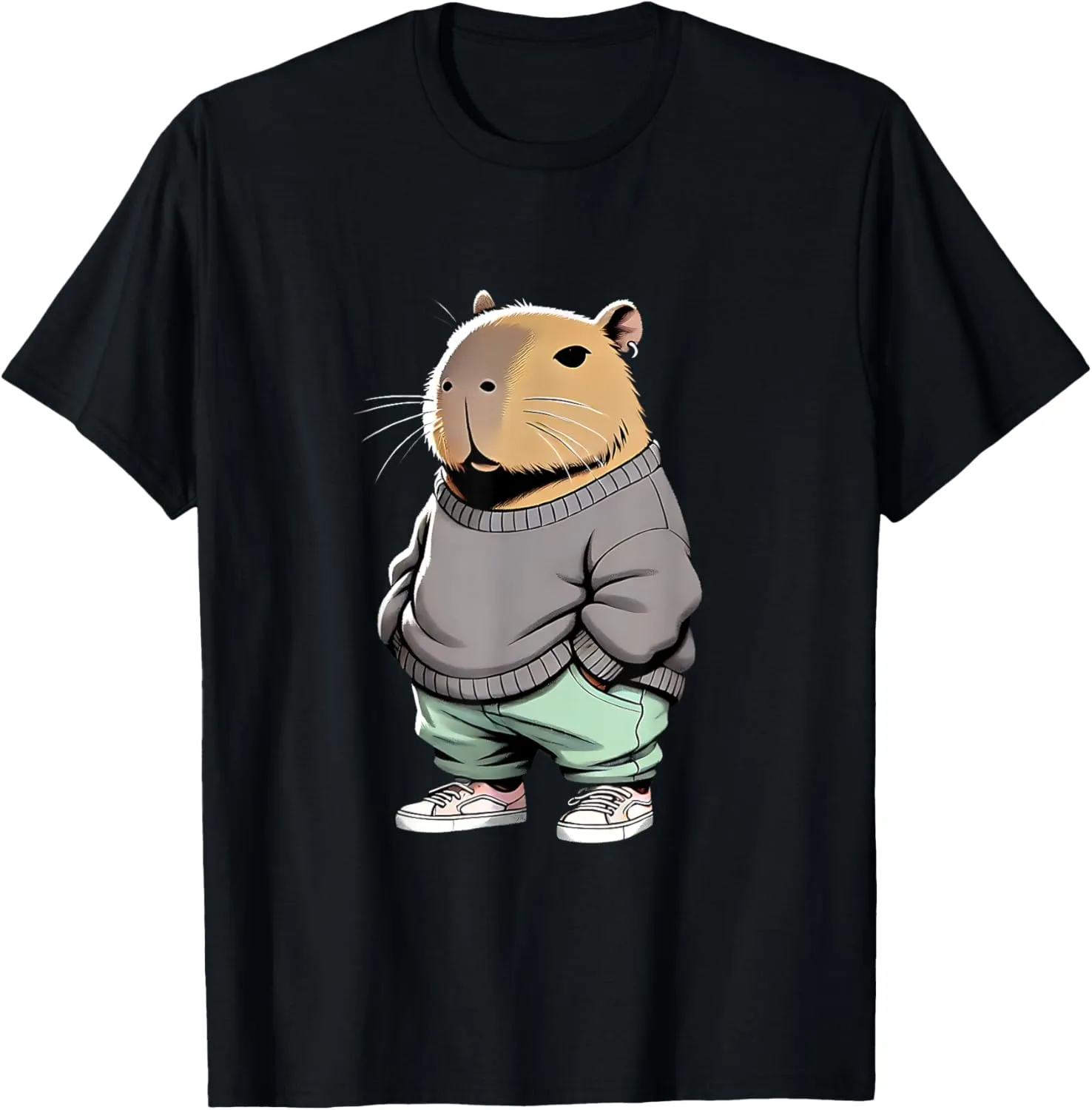 Retro Cool Capybara Streetwear Urban Style Art Animal Lover T-Shirt