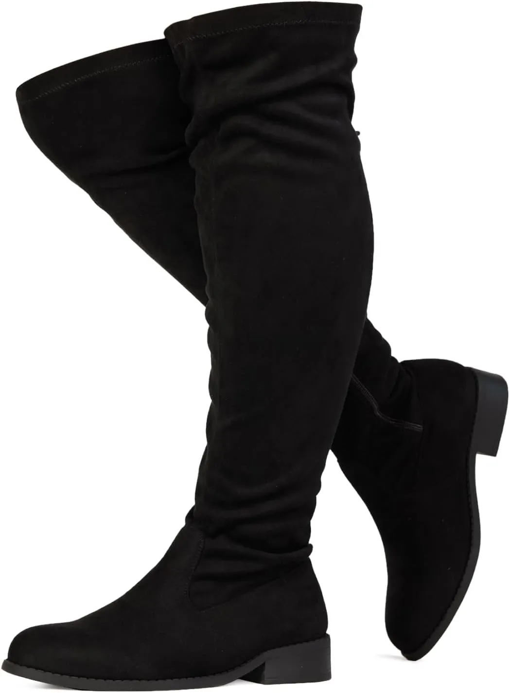 RF ROOM OF FASHION Women's Wide Calf Wide Width Back Criss Cross Lace Stretchy Over The Knee Boots