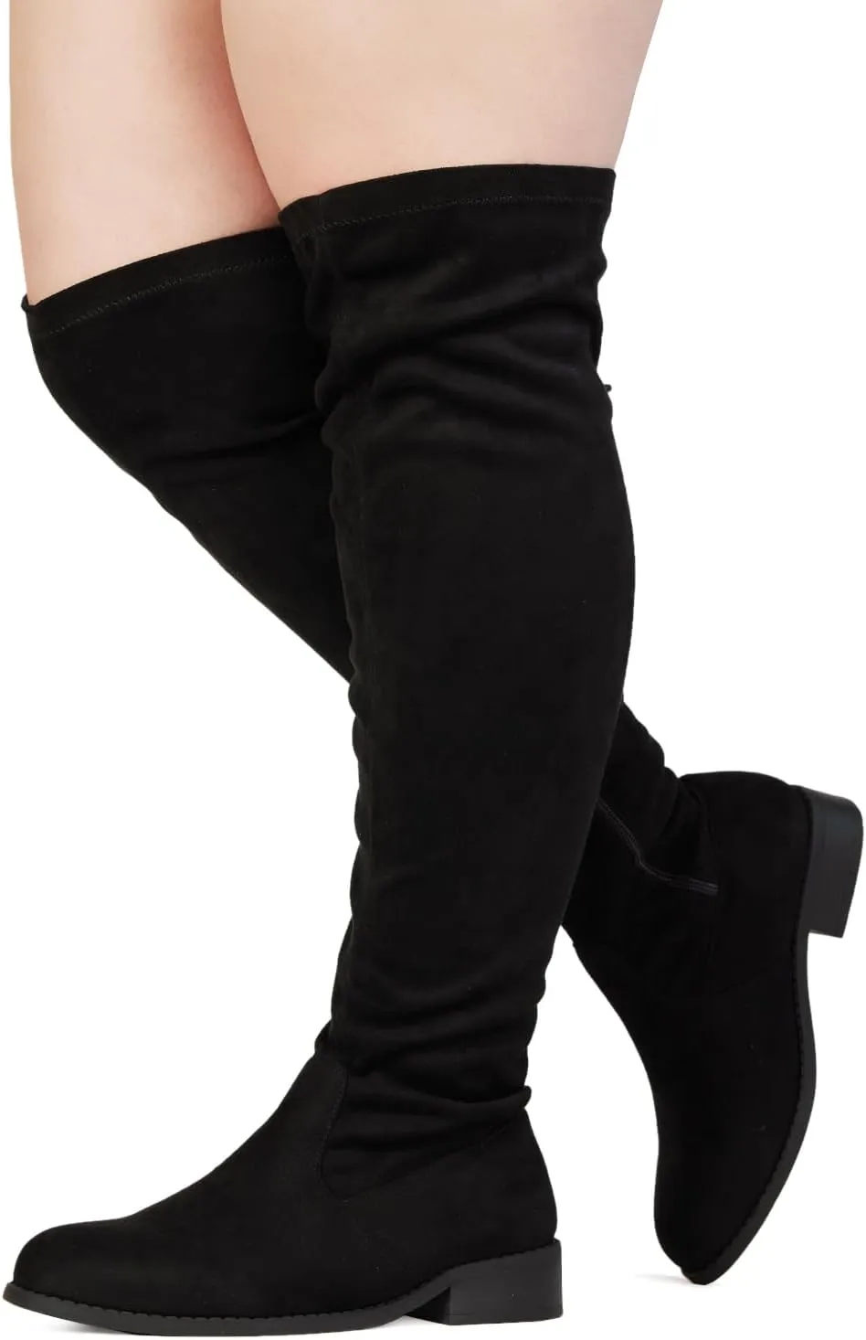 RF ROOM OF FASHION Women's Wide Calf Wide Width Back Criss Cross Lace Stretchy Over The Knee Boots