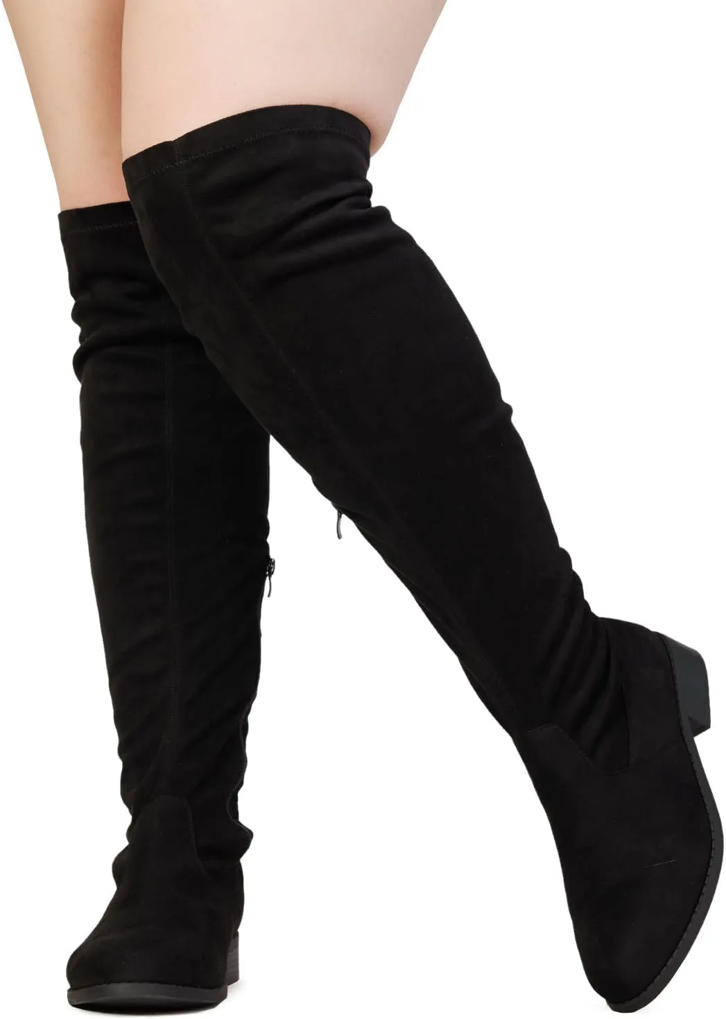 RF ROOM OF FASHION Women's Wide Calf Wide Width Back Criss Cross Lace Stretchy Over The Knee Boots