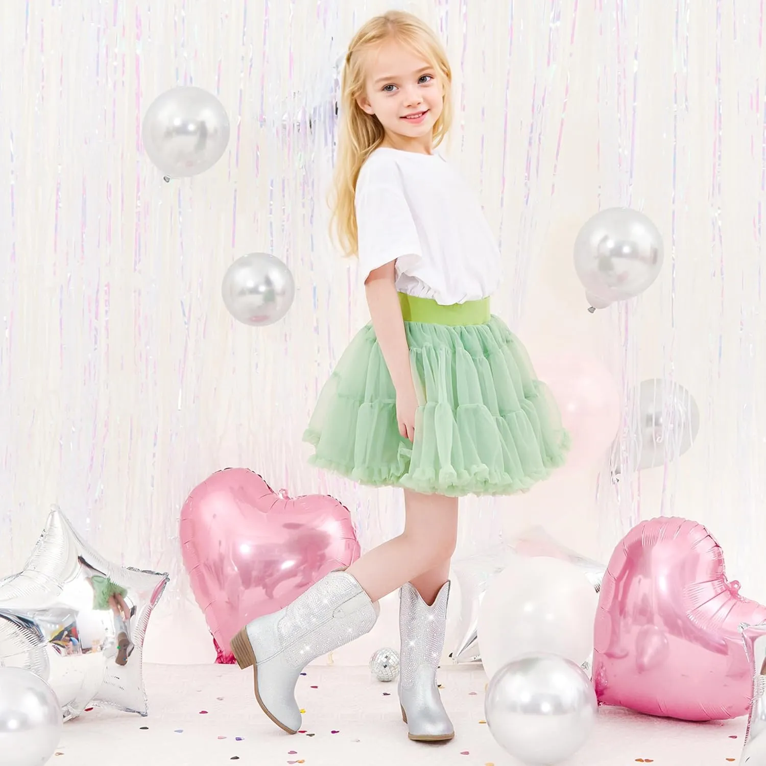 Rhinestone Sparkly Girls Cowgirl Cowboy Boots Little Kids Dress Boot Pointed Toes Low Heel Mid Calf Zipper Party Birthday Toddler to Big Kid