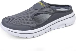RiceelSor Womens Mesh Hollow Out Mule Sneaker Backless Slip on Breathable Comfort Lightweight Knitted with Arch Support Platform Walking Slippers.Plus Size
