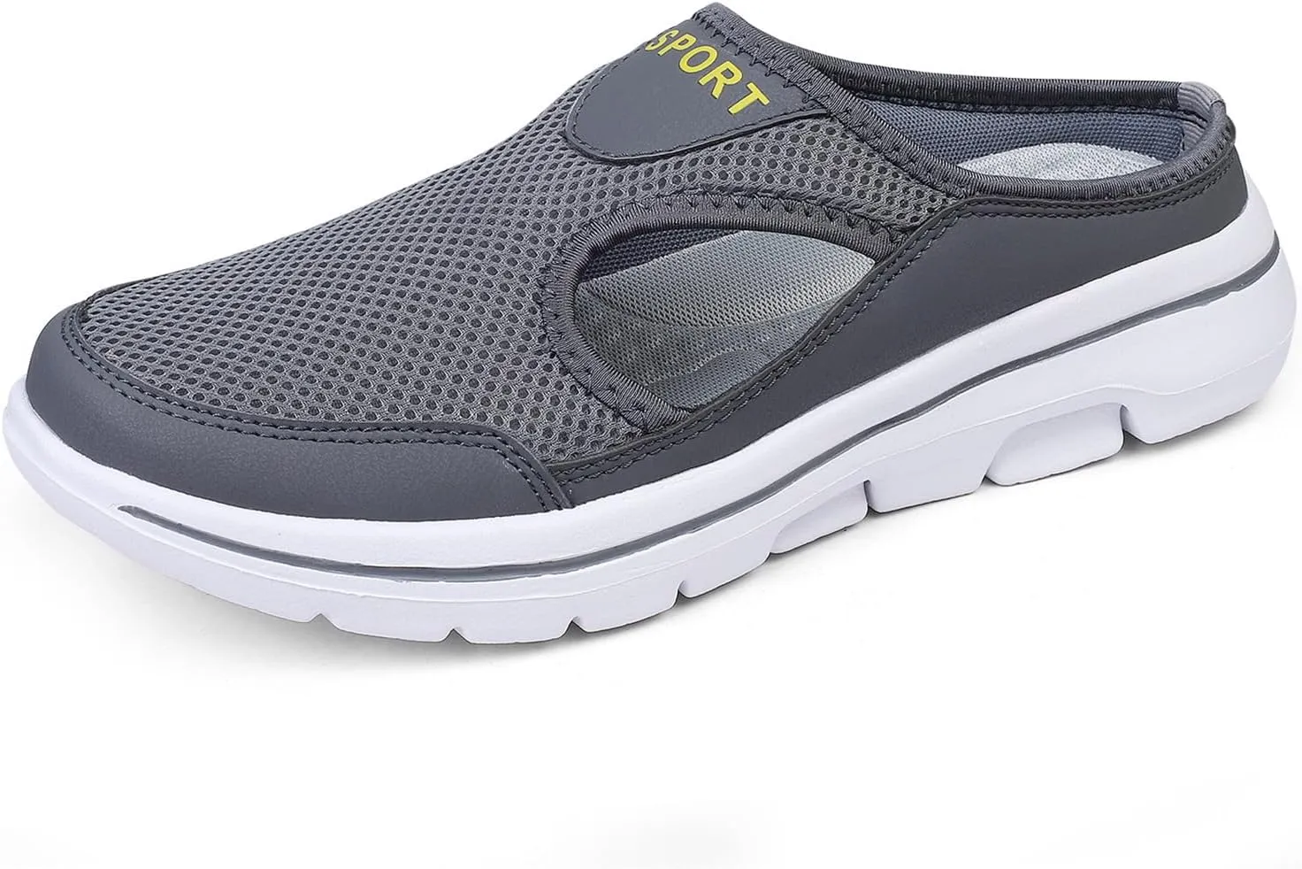 RiceelSor Womens Mesh Hollow Out Mule Sneaker Backless Slip on Breathable Comfort Lightweight Knitted with Arch Support Platform Walking Slippers.Plus Size