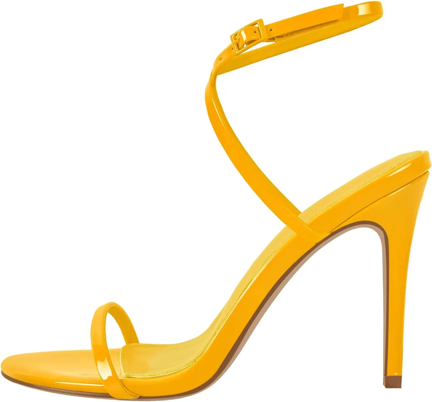 richealnini Ankle Crisscross Strap Heels for Women One Band Wrap Strappy Heeled Sandals Open Toe Stiletto High Heels with Adjustable Buckle