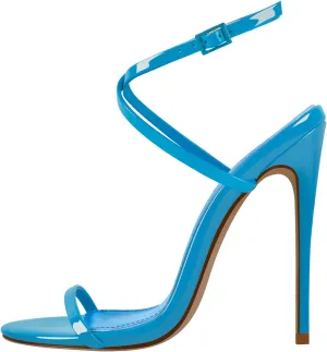 richealnini Criss Strap Heels for Women Ankle Buckle Wrap Strappy Heels Sandals Open Back Stiletto Wedding Shoes Dress