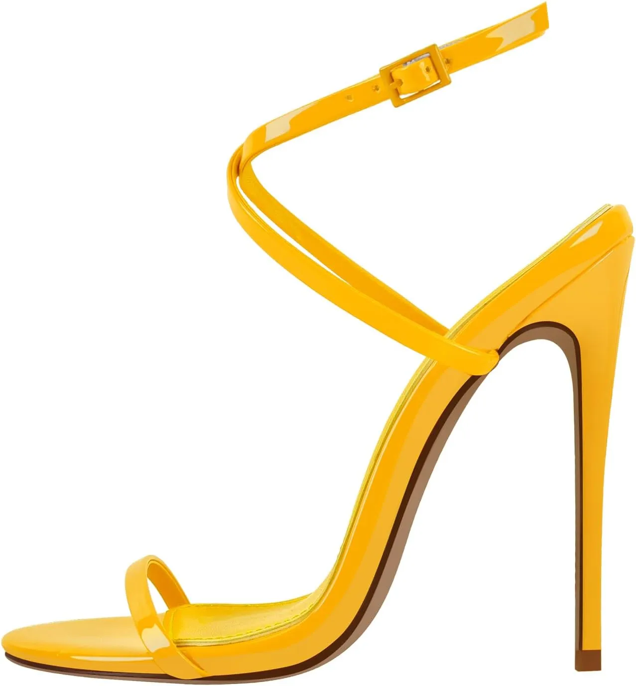 richealnini Criss Strap Heels for Women Ankle Buckle Wrap Strappy Heels Sandals Open Back Stiletto Wedding Shoes Dress