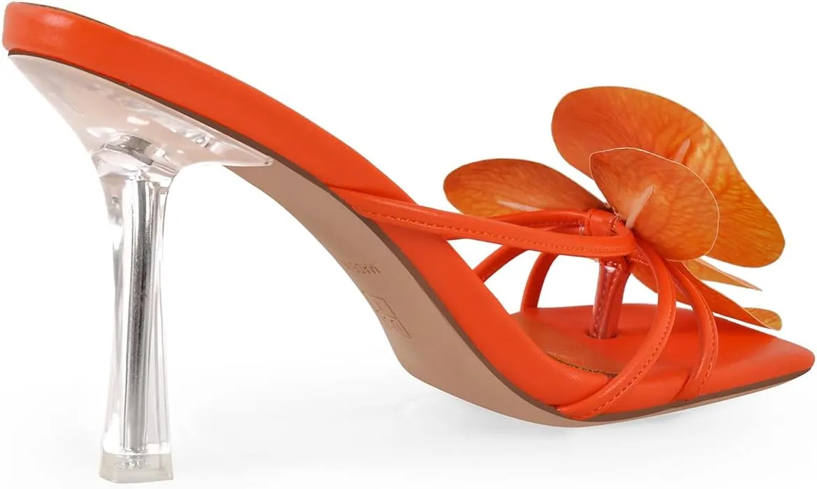 richealnini Orchid Heels for Women Slip On Clear Heels