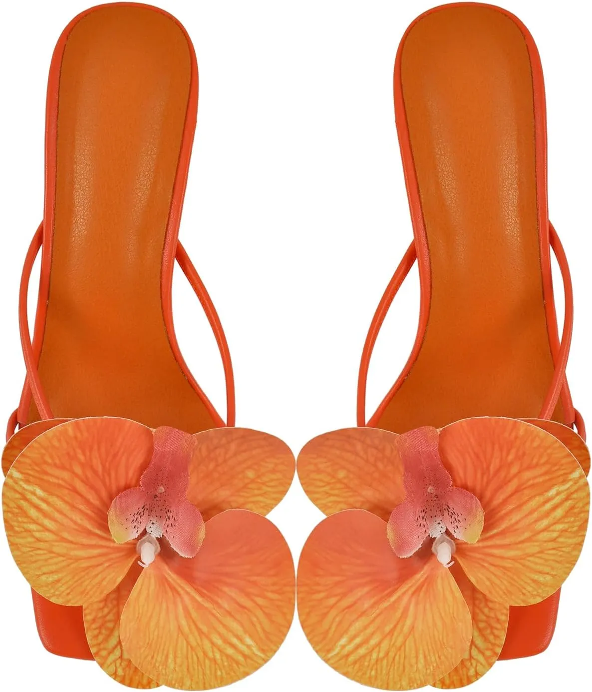 richealnini Orchid Heels for Women Slip On Clear Heels