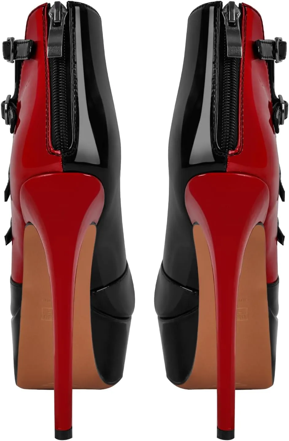 richealnini Peep Toe Platform Sandals with Back Zipper Stiletto Cut Out Buckle Strap Punk High Heels Dress Shoes