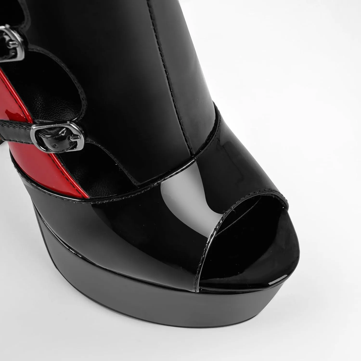 richealnini Peep Toe Platform Sandals with Back Zipper Stiletto Cut Out Buckle Strap Punk High Heels Dress Shoes