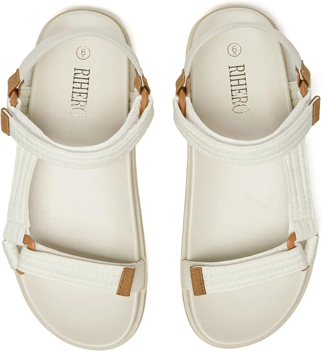 Rihero Women's Flat Sandals Comfortable Open Toe Adjustable Strap Walking Footbed Sandals
