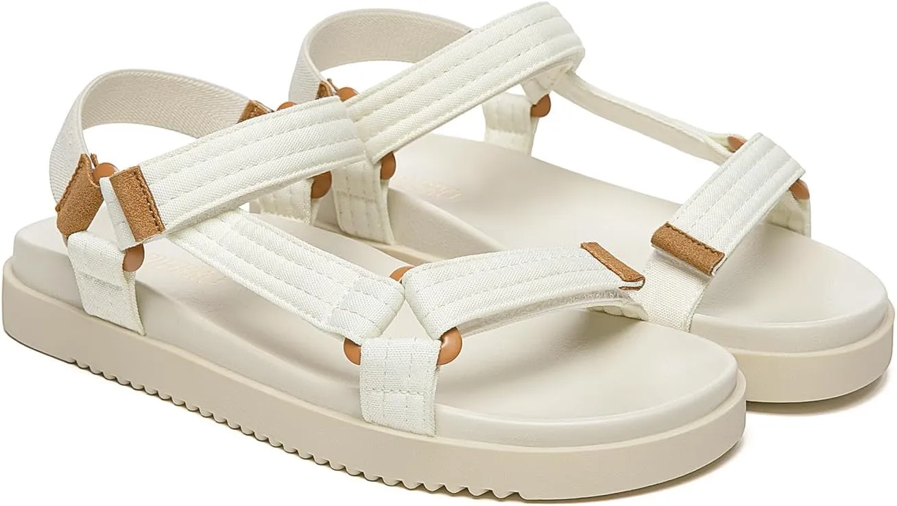 Rihero Women's Flat Sandals Comfortable Open Toe Adjustable Strap Walking Footbed Sandals