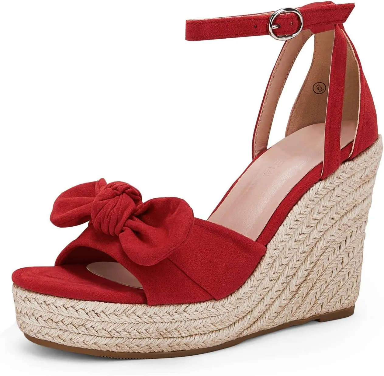 Rilista Womens Wedge Platform Sandals Cute Bowknot Open Toe Espadrille High Heels Buckle Ankle Strap Summer Shoes
