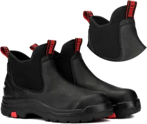 ROCKROOSTER Bakken Men's Black 6 inch Chelsea Boots, EH Rated Waterproof Slip-on Work Boots AK303-Soft Toe, AK323-Steel Toe