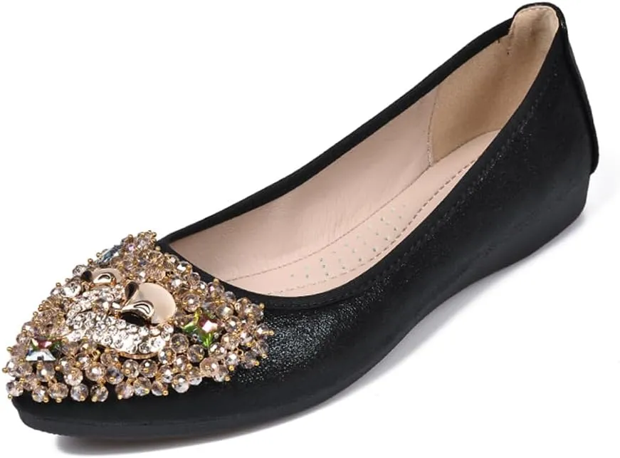 Rojeam Womens Flats Shoes Fold Up Pumps Ballet Flat Slip-on Ballerina Pumps Shoes Loafers Ladies Roll Up Shoes
