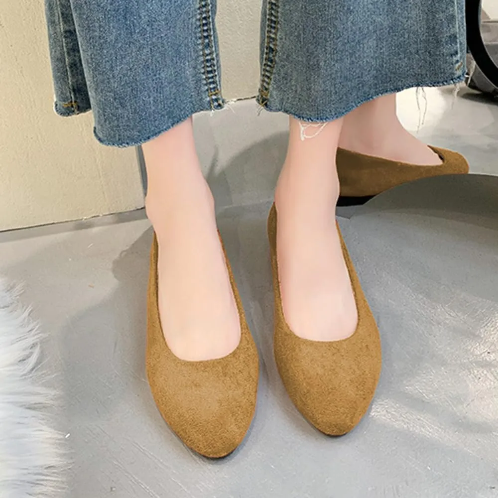 Rojeam Womens Flats Shoes Portable Pumps Ballet Flat Slip-on Ballerina Pumps Shoes Ladies Loafers