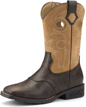 Rollda Boys Cowboy Boots Kids Cowgirl Boots Square Toe Boys Western Boots for Little Kid Big Kid