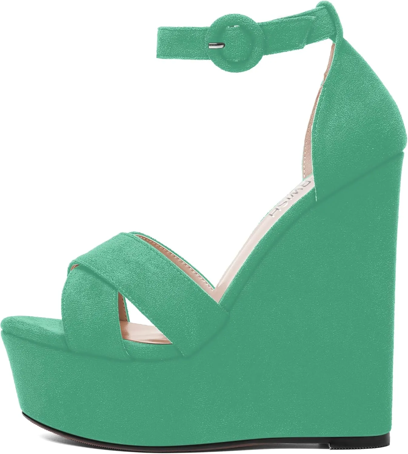 ROSERWISH Womens Open Toe Fashion Party Platform Ankle Strap Wedding Suede Sexy Wedge High Heel Heeled Sandals 6 Inch