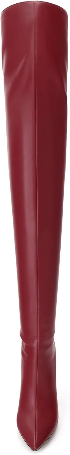 ROSERWISH Women's Thigh High Boots Over The Knee Boots Pointed Toe Stiletto Heels Sexy Fall Long Boots with Zipper Comfy Fashion Dress Shoes
