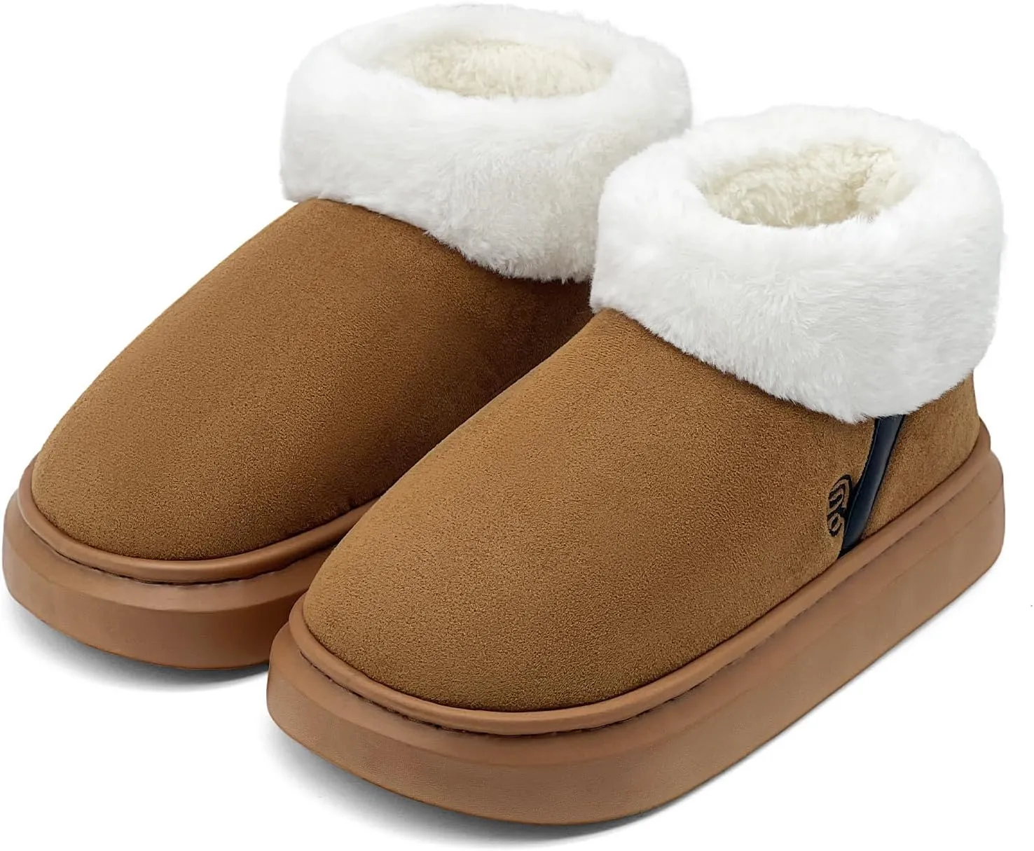 rosyclo Ankle Winter Boots for Women, Suede Faux Fur Furry Lining Warm Women's Snow Mini Boot Lightweight Anti-Slip Fuzzy Classic Memory Foam Comfort Shoes Short Booties for Indoor Outdoor