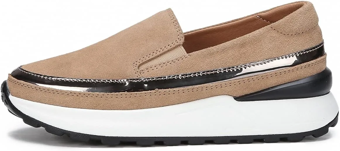 Ruiatoo Platform Shoes for Women Comfort Slip on Suede Moccasins Low Top Casual Wedge Loafers