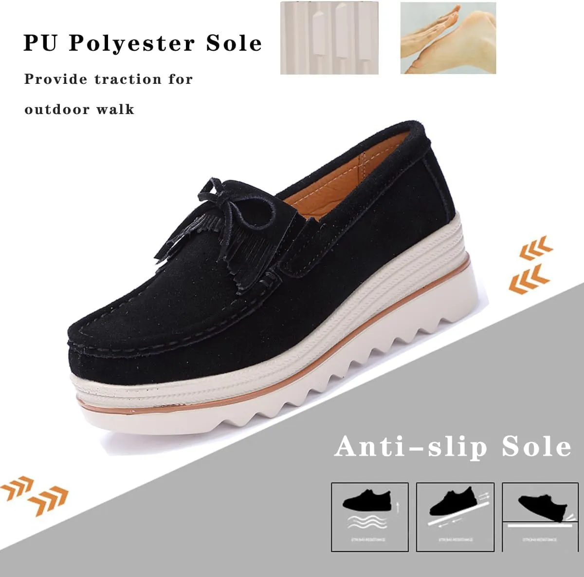 Ruiatoo Womens Slip on Loafers Comfortable Thick Soft Platform Shoes Business Casual Walking Shoes