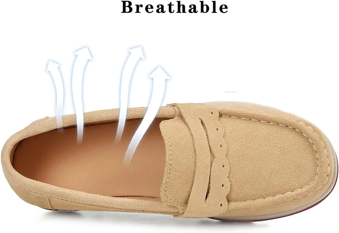 Ruitaoo Women's Slip On Platform Loafers Comfort Suede Wedge Shoes Low Top Moccasins for Casual and Daily