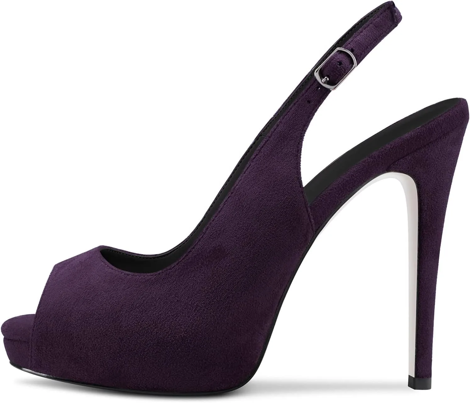 Saekcted Women Stiletto High Platform Heel Peep Open Toe Sandals Slingback Casual Dress 4.7 Inches Heels