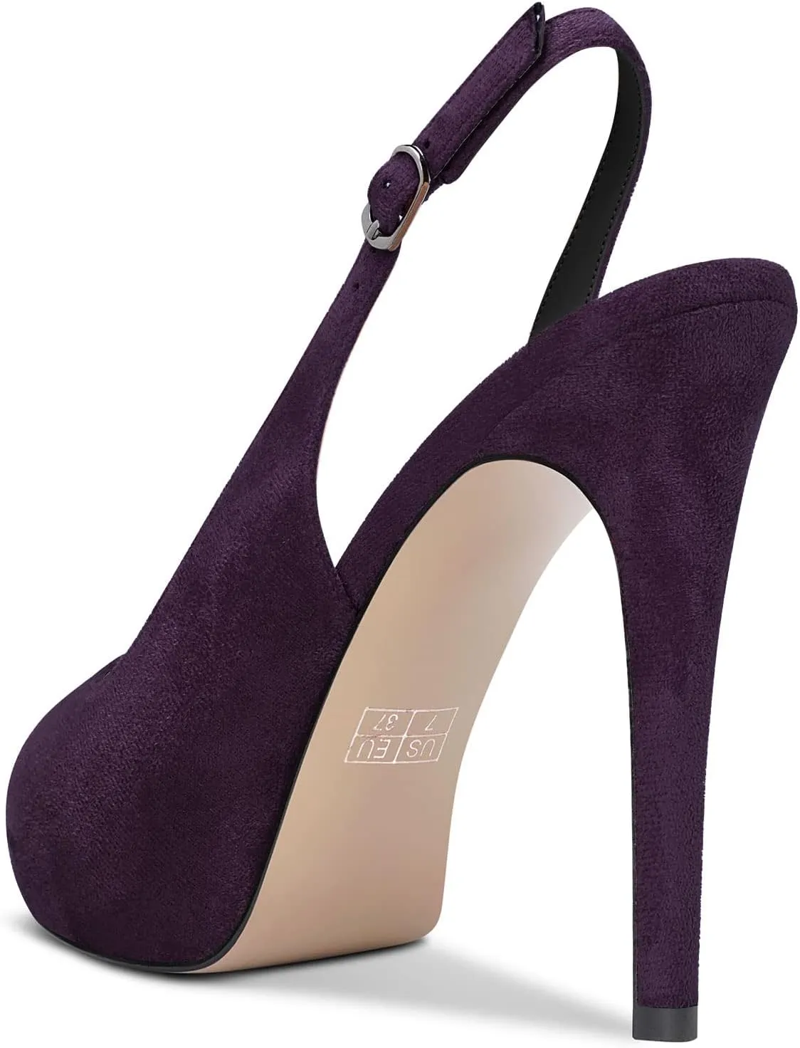 Saekcted Women Stiletto High Platform Heel Peep Open Toe Sandals Slingback Casual Dress 4.7 Inches Heels