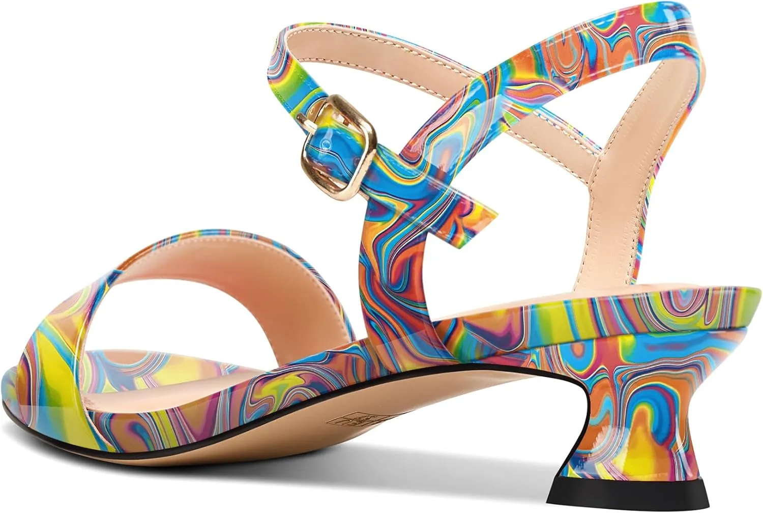 Saekcted Womens Kitten Low Heel Open Toe Ankle Strap Sandals Slingback Buckle Dress Shoes Casual Party Summer 1.2 Inches Heels