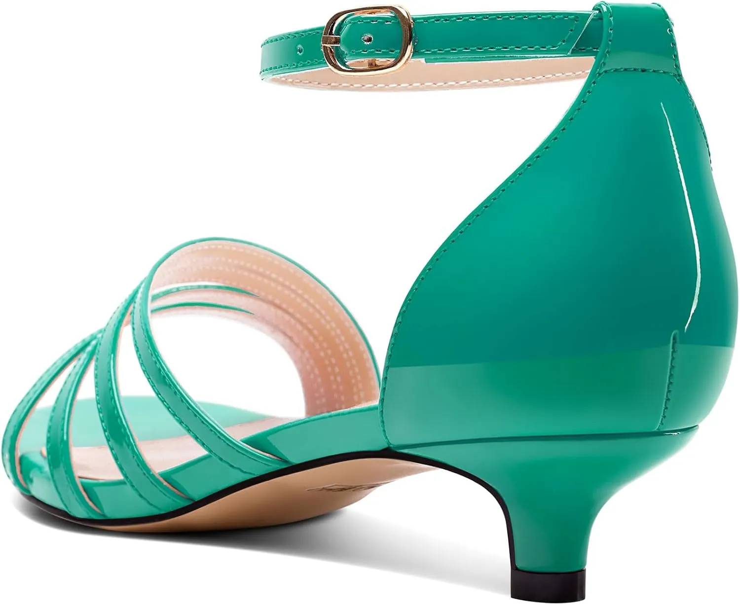 Saekcted Womens Kitten Low Heel Open Toe Sandals Ankle Strap Buckle Dress Shoes Wedding Casual Party 1.2 Inches Heels