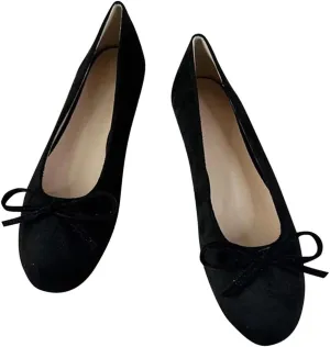 SAILING LU Ballet Flats Womens Round Toe Flat Shoes Cute Knot Suede Dress Shoes Wear to Work Slip On Loafers